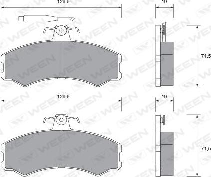 Ween 151-1400 - Комплект спирачно феродо, дискови спирачки vvparts.bg