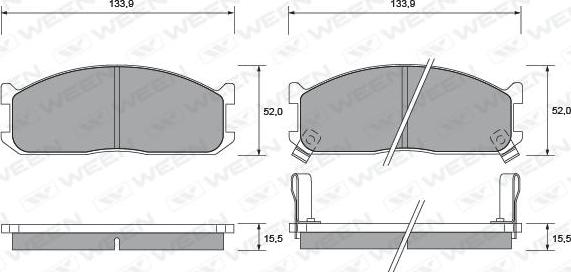 Ween 151-1411 - Комплект спирачно феродо, дискови спирачки vvparts.bg