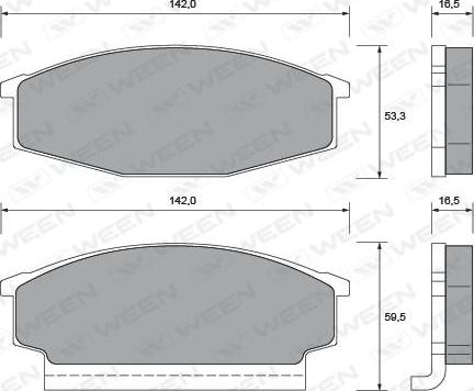 Ween 151-1417 - Комплект спирачно феродо, дискови спирачки vvparts.bg