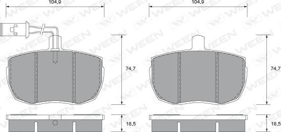 Ween 151-1436 - Комплект спирачно феродо, дискови спирачки vvparts.bg