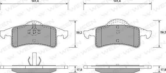 Ween 151-1521 - Комплект спирачно феродо, дискови спирачки vvparts.bg