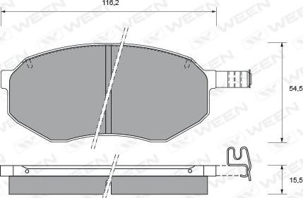 Ween 151-1577 - Комплект спирачно феродо, дискови спирачки vvparts.bg