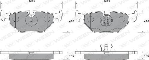 Ween 151-1644 - Комплект спирачно феродо, дискови спирачки vvparts.bg