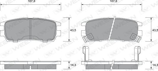 Ween 151-1656 - Комплект спирачно феродо, дискови спирачки vvparts.bg