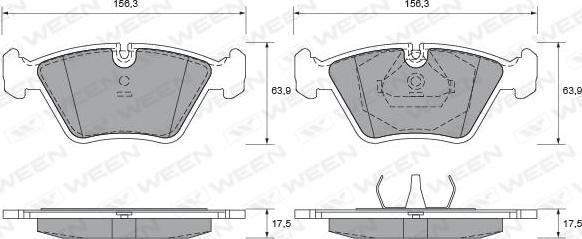 Ween 151-1609 - Комплект спирачно феродо, дискови спирачки vvparts.bg