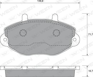 Ween 151-1622 - Комплект спирачно феродо, дискови спирачки vvparts.bg