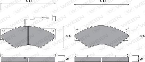 Ween 151-1050 - Комплект спирачно феродо, дискови спирачки vvparts.bg