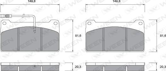 Ween 151-1063 - Комплект спирачно феродо, дискови спирачки vvparts.bg