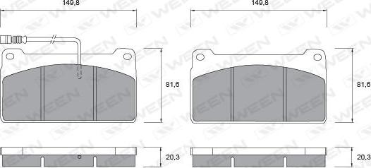 Ween 151-1062 - Комплект спирачно феродо, дискови спирачки vvparts.bg