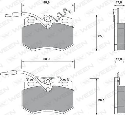 Ween 151-1008 - Комплект спирачно феродо, дискови спирачки vvparts.bg