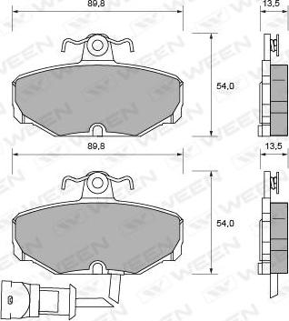 Ween 151-1013 - Комплект спирачно феродо, дискови спирачки vvparts.bg