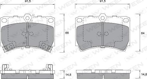 Ween 151-1192 - Комплект спирачно феродо, дискови спирачки vvparts.bg