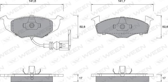 Ween 151-1144 - Комплект спирачно феродо, дискови спирачки vvparts.bg