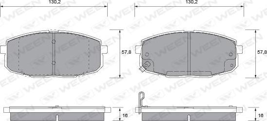 Ween 151-1161 - Комплект спирачно феродо, дискови спирачки vvparts.bg