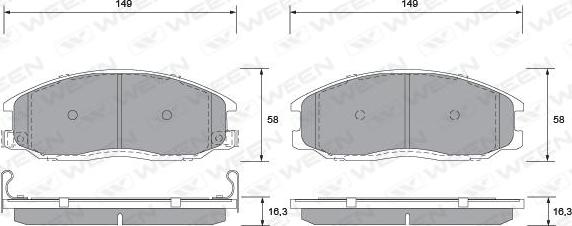 Ween 151-1168 - Комплект спирачно феродо, дискови спирачки vvparts.bg