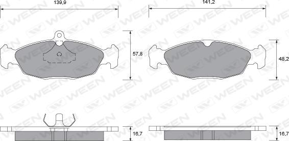 Ween 151-1108 - Комплект спирачно феродо, дискови спирачки vvparts.bg