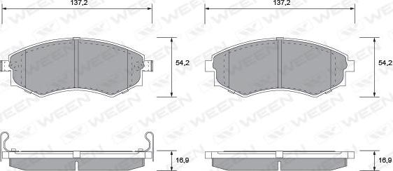 Ween 151-1119 - Комплект спирачно феродо, дискови спирачки vvparts.bg