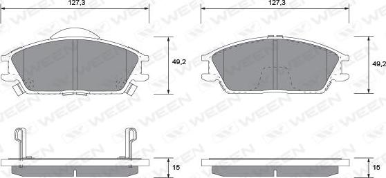 Ween 151-1117 - Комплект спирачно феродо, дискови спирачки vvparts.bg