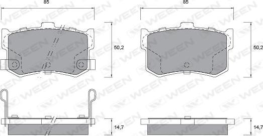 Ween 151-1185 - Комплект спирачно феродо, дискови спирачки vvparts.bg