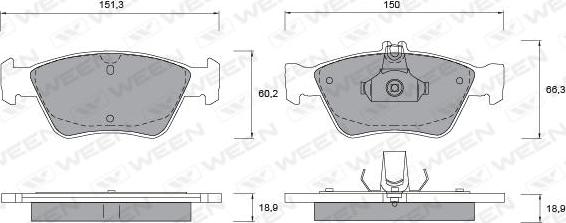 Ween 151-1139 - Комплект спирачно феродо, дискови спирачки vvparts.bg