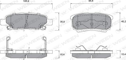 Ween 151-1131 - Комплект спирачно феродо, дискови спирачки vvparts.bg