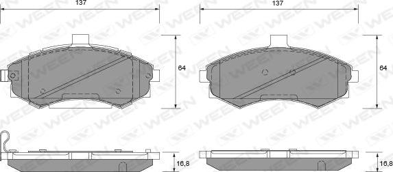 Ween 151-1120 - Комплект спирачно феродо, дискови спирачки vvparts.bg