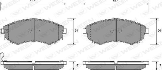 Ween 151-1170 - Комплект спирачно феродо, дискови спирачки vvparts.bg