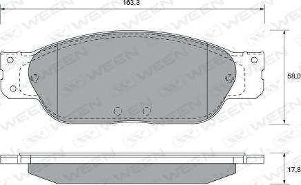 Ween 151-1844 - Комплект спирачно феродо, дискови спирачки vvparts.bg