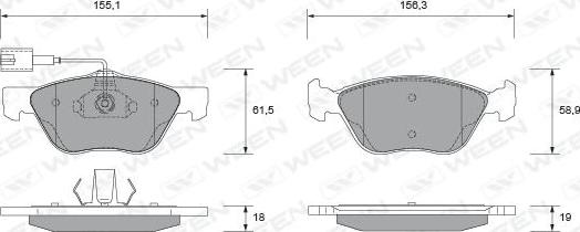 Ween 151-1814 - Комплект спирачно феродо, дискови спирачки vvparts.bg