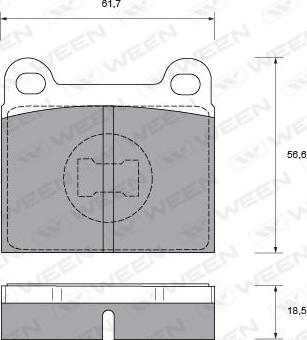 Ween 151-1391 - Комплект спирачно феродо, дискови спирачки vvparts.bg