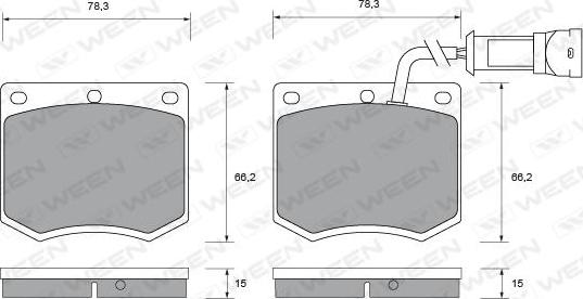 Ween 151-1397 - Комплект спирачно феродо, дискови спирачки vvparts.bg