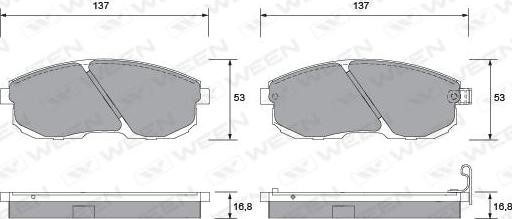 Ween 151-1355 - Комплект спирачно феродо, дискови спирачки vvparts.bg