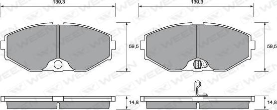 Ween 151-1364 - Комплект спирачно феродо, дискови спирачки vvparts.bg