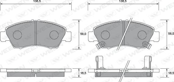 Ween 151-1365 - Комплект спирачно феродо, дискови спирачки vvparts.bg