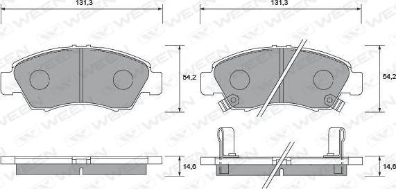 Ween 151-1366 - Комплект спирачно феродо, дискови спирачки vvparts.bg