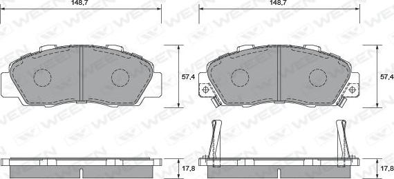 Ween 151-1362 - Комплект спирачно феродо, дискови спирачки vvparts.bg