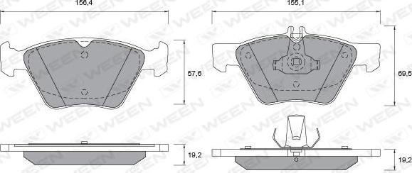 Ween 151-1300 - Комплект спирачно феродо, дискови спирачки vvparts.bg