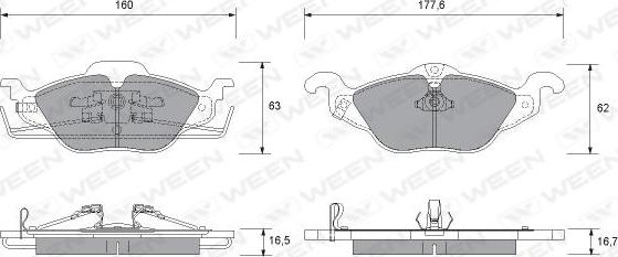 Ween 151-1308 - Комплект спирачно феродо, дискови спирачки vvparts.bg