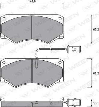 Ween 151-1303 - Комплект спирачно феродо, дискови спирачки vvparts.bg