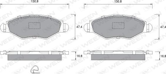 Ween 151-1319 - Комплект спирачно феродо, дискови спирачки vvparts.bg