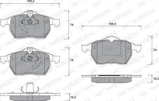 Ween 151-1314 - Комплект спирачно феродо, дискови спирачки vvparts.bg