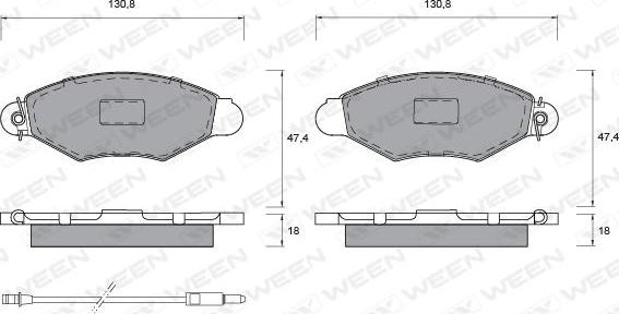 Ween 151-1335 - Комплект спирачно феродо, дискови спирачки vvparts.bg