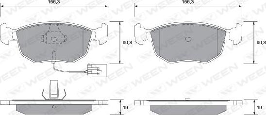 Ween 151-1292 - Комплект спирачно феродо, дискови спирачки vvparts.bg