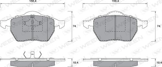 Ween 151-1258 - Комплект спирачно феродо, дискови спирачки vvparts.bg