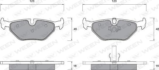 Ween 151-1201 - Комплект спирачно феродо, дискови спирачки vvparts.bg