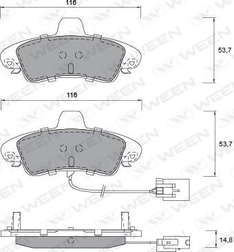 Ween 151-1216 - Комплект спирачно феродо, дискови спирачки vvparts.bg