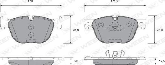 Ween 151-1270 - Комплект спирачно феродо, дискови спирачки vvparts.bg