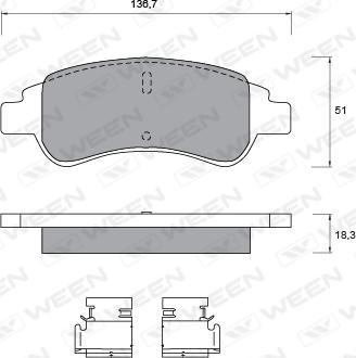 Ween 151-1273 - Комплект спирачно феродо, дискови спирачки vvparts.bg