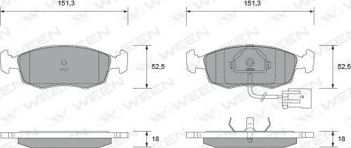 Ween 151-1714 - Комплект спирачно феродо, дискови спирачки vvparts.bg