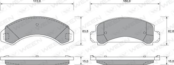 Ween 151-1735 - Комплект спирачно феродо, дискови спирачки vvparts.bg